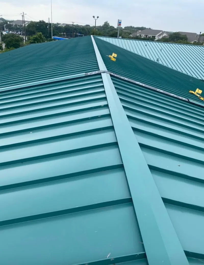 Green commercial metal roof ridge and valley for Metal Roof Repair in Oceanport